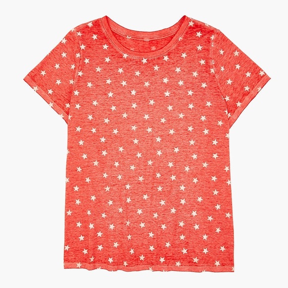 Lane Bryant Red and white Modern Burnout Tossed Stars Graphic Tee - Picture 1 of 4